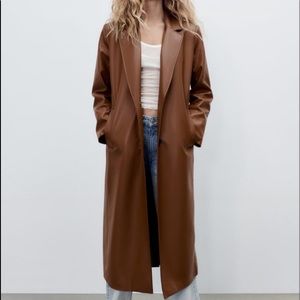 Faux leather trench coat